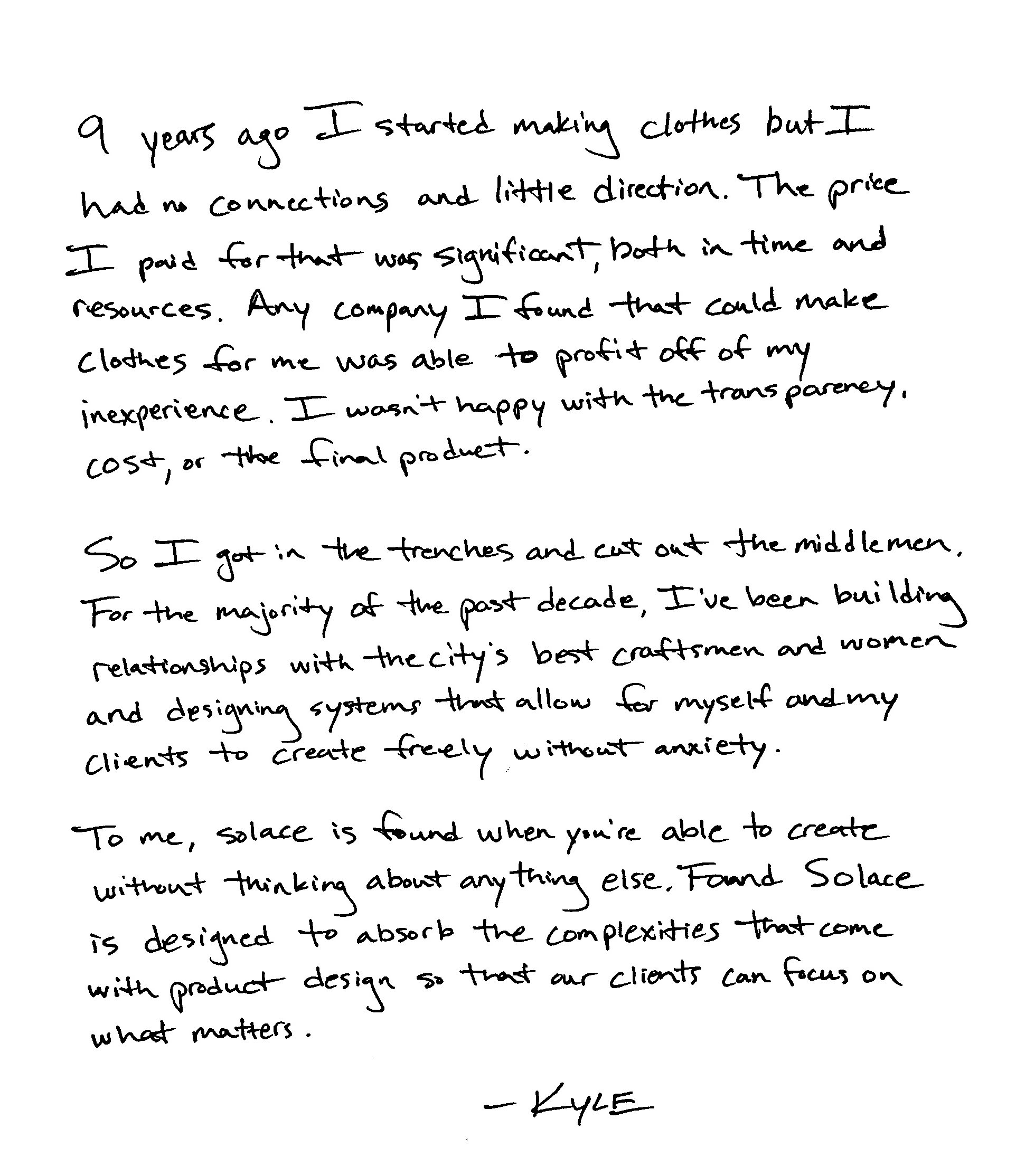A letter from Kyle